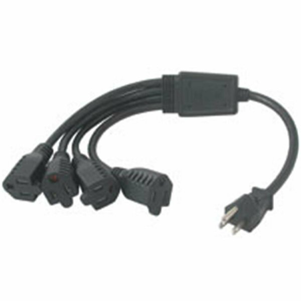 Fasttrack 3Ft 1-To-4 Power Cord Splitter 4 Nema 5-15R To 1 Nema 5-15P FA56943